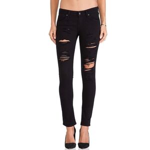 Agolde Chloe Distressed Slim Fit Low Rise Black Jeans Women's 26